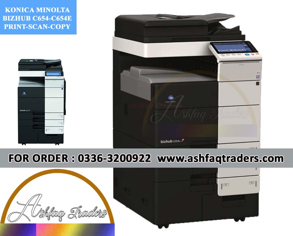 c645-c64e-ashfaqtraders.com Konica Minolta Bizhub C654 front view at Ashfaq Traders Karachi